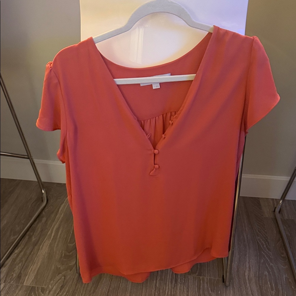 LOFT Women’s Coral Short-Sleeve V-Neck Blouse